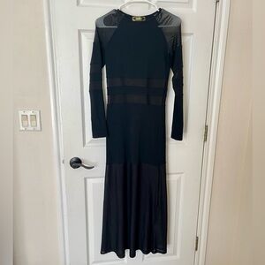 Sheer Panel Fitted Maxi Dress